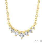 1/8 Ctw Graduated Diamond Smile Petite Necklace in 10K Yellow Gold