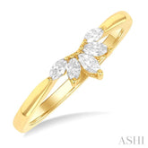 1/5 Ctw Marquise Cut Diamond Half Flower Motif Chevron Ring in 14K Yellow Gold