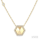 1/4 Ctw Petite Hexagon Round Cut Diamond Halo Fashion Necklace in 14K Yellow Gold