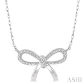 1/20 Ctw Bow Tie Round Cut Diamond Necklace in 10K White Gold