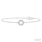 6 MM Round shape Round Shape Cultured Pearl and 1/20 Ctw Round Cut Diamond Petite Halo Bracelet in 10K White Gold