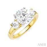 1/2 Ctw Tri-Mount Past, Present and Future Round Cut Diamond Semi-Mount Engagement Ring in 14K Yellow and White Gold