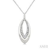 1/10 Ctw Marquise Shape Inner Link Single Cut Diamond Pendant With Chain in Sterling Silver