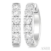 1 1/2 Ctw Round Cut Diamond Hoop Earrings in 14K White Gold