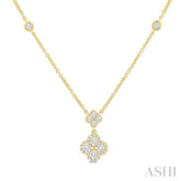 1/2 Ctw Clover Round Cut Diamond Station Necklace in 14K Yellow Gold