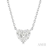1/10 Ctw Lovebright Petite Heart Shape Round Cut Diamond Fashion Pendant With Chain in 10K White Gold
