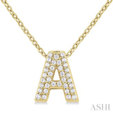 1/10 Ctw Bubble Accent Initial 'A' Round Cut Diamond Fashion Pendant With Chain in 10K Yellow Gold