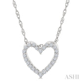 1/10 Ctw Heart Shape Round Cut Diamond Pendant With Chain in 14K White Gold