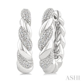 1/10 Ctw Single Cut Diamond Rope Earrings in Sterling Silver