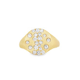 14k Yellow Gold Scatter Diamond Circle Ring Size 7