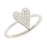 14k White Gold Pave Diamond Heart Ring