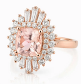 18k Rose Gold Morganite Diamond Ring