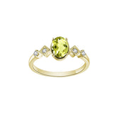 14k Yellow Gold Peridot and Diamond Ring