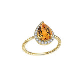 14k Yellow Gold Citrine and Diamond Ring