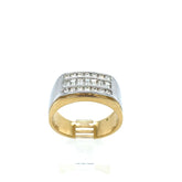 14k Two Toned Men’s Ring With Baguette & Round Diamonds Size 10.5