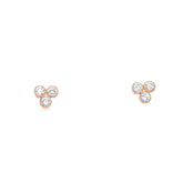 14k Rose Gold Three Flower Shaped Diamond Studs