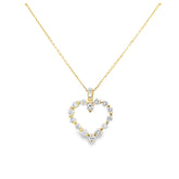 14k Yellow Gold Open Heart Pendant With Lab Grown Diamonds