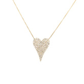 14k Yellow Gold Large Heart Pave Diamond Necklace 18'' Chain