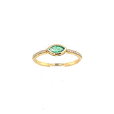 14k Yellow Gold Marquise Emerald Bezel Set Ring Size 6.5