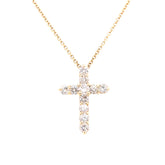 14k Yellow Cross Diamond Necklace 1.56cttw