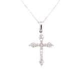 14k White Gold Diamond Cross Necklace 0.59cttw