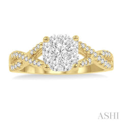 1/3 Ctw Lovebright Round Cut Diamond Engagement Ring in 14K Yellow and White Gold