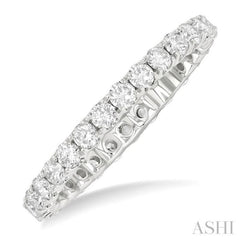 1.00 Ctw Round Cut Diamond Eternity Wedding Band in 14K White Gold
