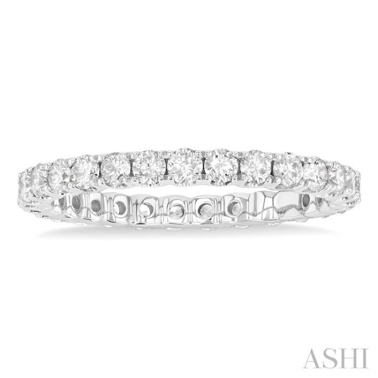 1.00 Ctw Round Cut Diamond Eternity Wedding Band in 14K White Gold