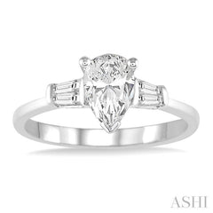 1/6 ctw Baguette Diamond Semi-Mount Engagement Ring in 14K White Gold