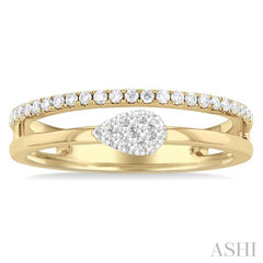 1/4 Ctw Double Row Pear Shape Lovebright Round Cut Diamond Ladies Ring in 10K Yellow and White Gold