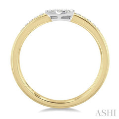 1/4 Ctw Double Row Pear Shape Lovebright Round Cut Diamond Ladies Ring in 10K Yellow and White Gold