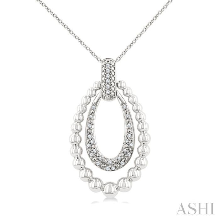 1/10 Ctw Circular Bold Bead Single Cut Diamond Fashion Pendant With Chain in Sterling Silver