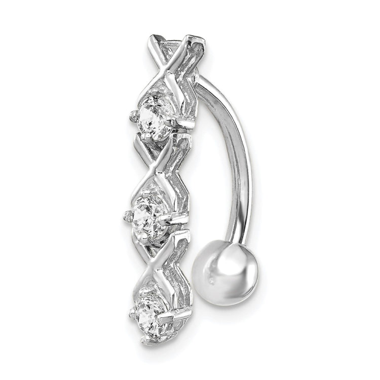 10k White Gold CZ Xoxo Belly Dangle
