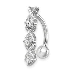 10k White Gold CZ Xoxo Belly Dangle