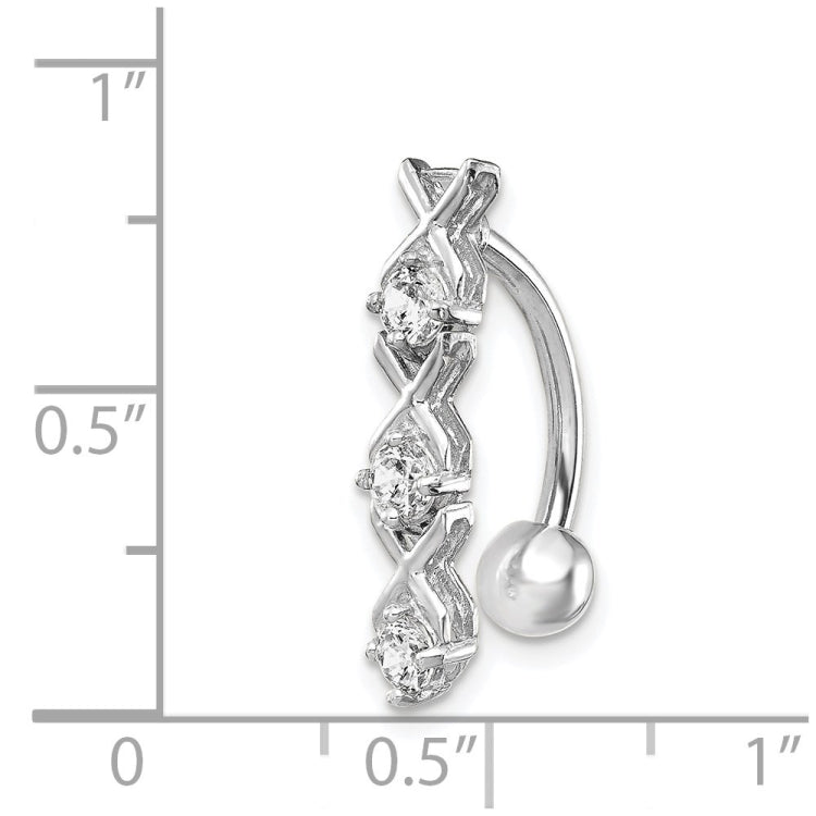 10k White Gold CZ Xoxo Belly Dangle