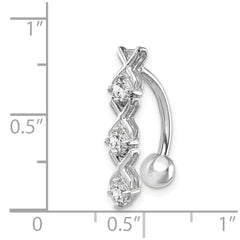 10k White Gold CZ Xoxo Belly Dangle