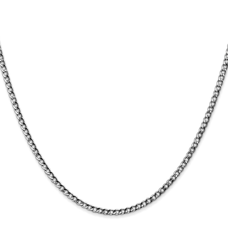 14K White Gold 20 inch 2.5mm Semi-Solid Curb with Lobster Clasp Chain