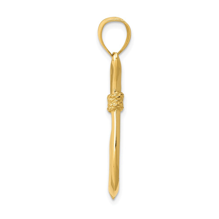 14K 3-D Whale Tail Hook Pendant