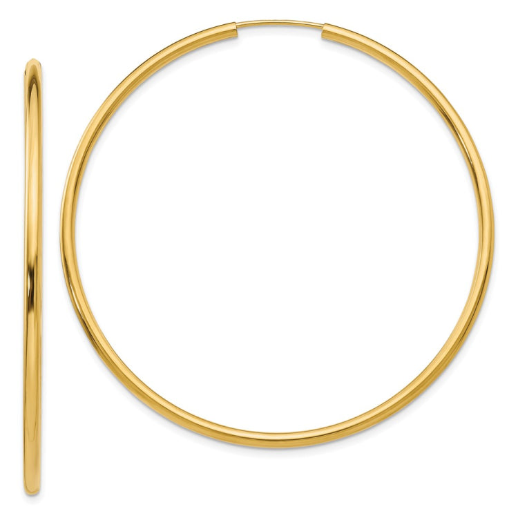 14k 2x54mm Polished Round Endless Tube Hoop Earrings