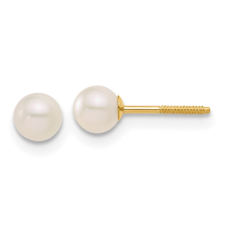 14k Madi K White Freshwater Cultured Pearl 15 inch Necklace/Post Earrings/5.5 inch Bracelet 3-piece Set