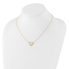 14K Polished Open Heart with LOVE Inside 17 inch Necklace Plus 0.5 inch Extender