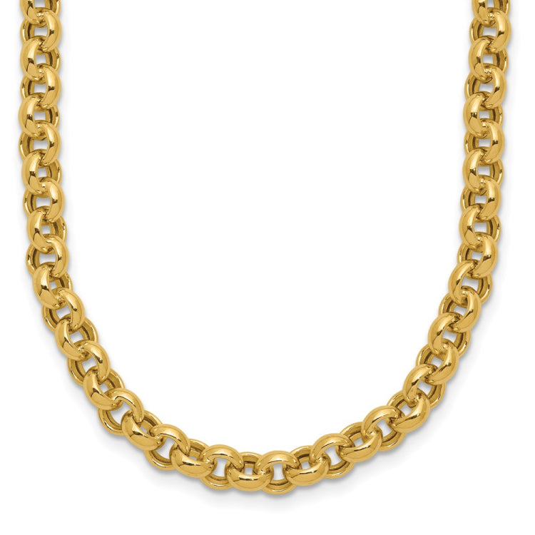 14k Polished Fancy 5mm Rolo Link 18 inch Necklace