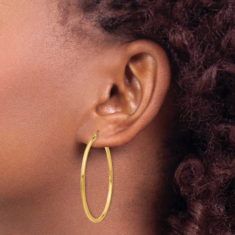 14k 2x45mm Polished Tube Hoop Earrings