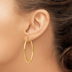 14K 2.5x45mm Polished Lightweight Tube Hoop Earrings