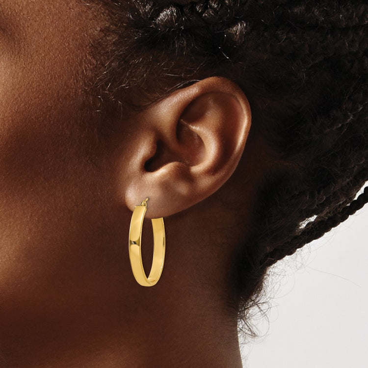 14k 4x30mm Lightweight Oval Tube Hoop Earrings