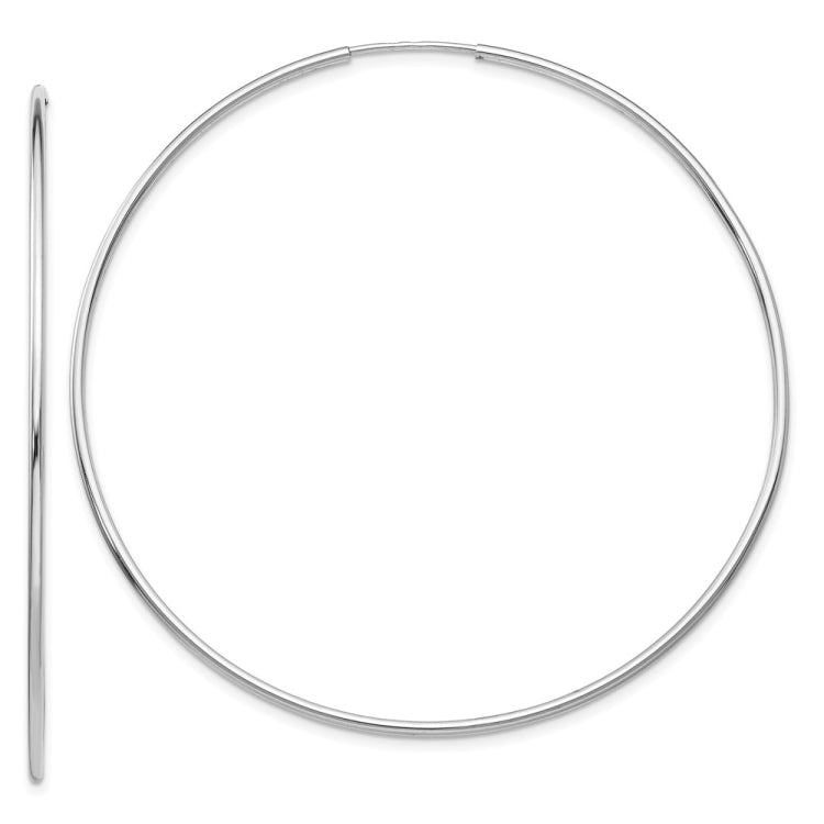 14k White Gold 1.2x60mm Polished Endless Tube Hoop Earrings