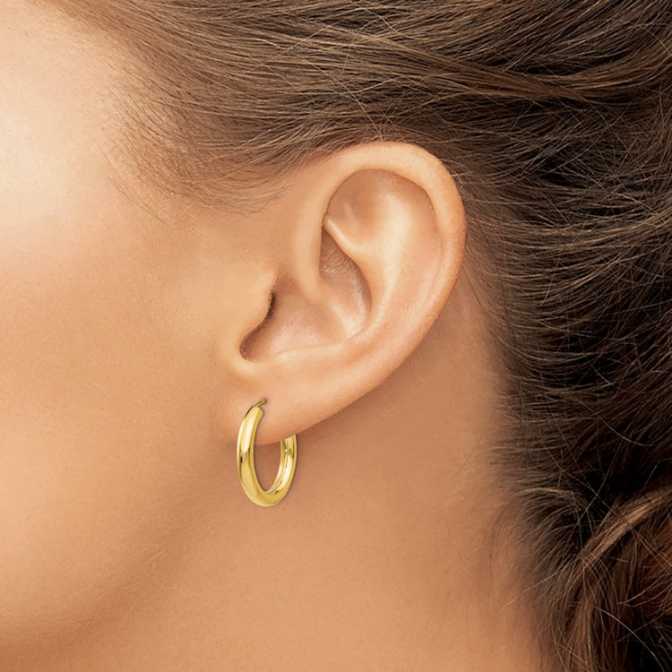 14k 3.00x20mm Polished Endless Tube Hoop Earrings