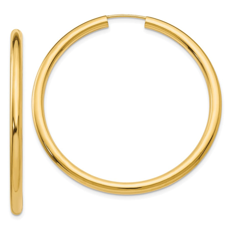 14k 3.00x45mm Polished Endless Tube Hoop Earrings