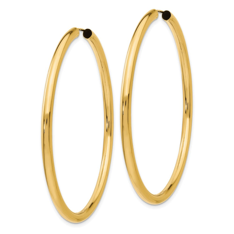 14k 3.00x55mm Polished Endless Tube Hoop Earrings