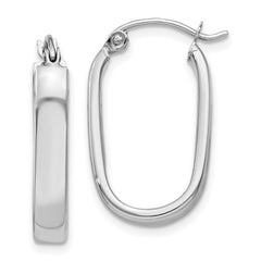 14k White Gold 3.5x22mm Polished Oval Tube Hoop Earrings